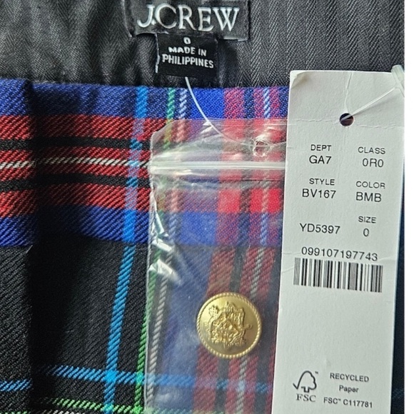 J Crew - Full-length Sydney wide-leg pant in Stewart tartan wool blend size 0 - Picture 5 of 5